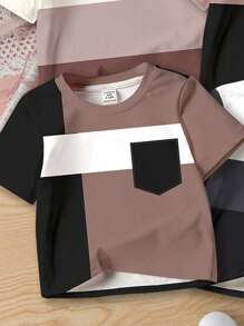 SHEIN 4 件套男童休闲舒适短袖 T 恤，适合春夏季