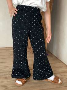 DAZY Young Girl' Polka Dot Flare Pants, Korean Style Fresh Long Trousers,Girls Summer Outfits