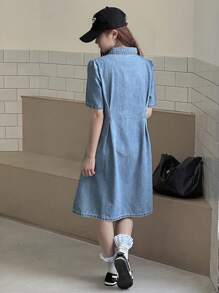 Dazy Kids 女童青少年牛仔连衣裙，少女秋装 - 中等水洗藍 - 查看 5
