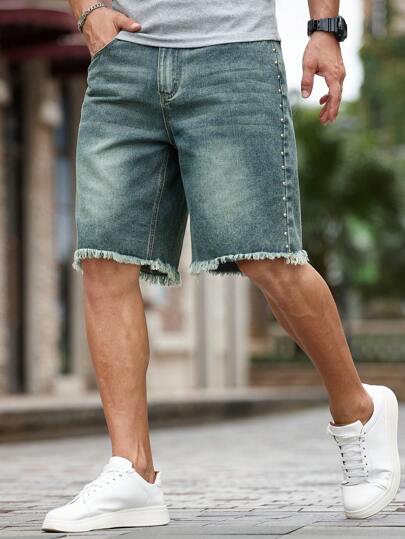 Manfinity Homme 男士纯色休闲牛仔短裤