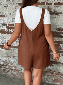 SHEIN LUNE Große Größen einfarbiger ärmelloser locker sitzender Lässig Jumpsuit, Sommer