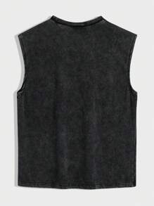 Maglietta senza maniche per ragazzi adolescenti con stampa tie-dye consumata, casual, comoda, versatile, in tessuto morbido, adatta per uso quotidiano, scuola, viaggi, attività all'aperto, vacanze al mare - Grigio Scuro - Visualizzare 3