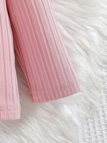 SHEIN Bộ 3 áo dài tay đa năng cho bé gái có trang trí tay lửng, màu trắng/xanh lá/hồng, phối đồ hàng ngày - Nhiều màu - Xem 5