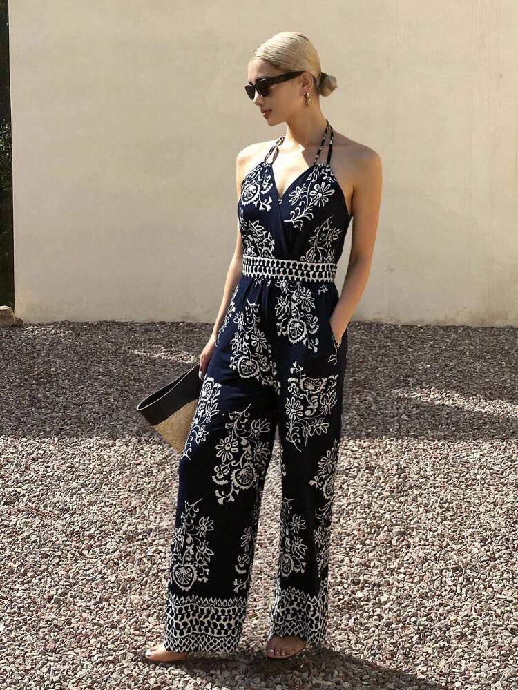 Summer New Vintage Beach Resort Style Women's Jumpsuit Vacation Jumpsuit Cruise Outfit For Women Boho