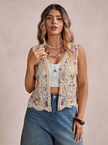 Freevana 大码无袖前扣针织上衣 - 彩色 - 查看 6