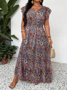 SHEIN LUNE Đầm dài đơn giản cổ chữ V in họa tiết đơn giản cho nữ cỡ lớn, phong cách Bohemian mùa hè, Boho, trang phục mùa hè cổ điển dành cho nữ, trang phục dự tiệc mùa xuân, trang phục lễ hội, trang phục dự tiệc mùa xuân, trang phục Saint John, Saint John, Saint John 2025, trang phục ngày giữa hè, váy tốt nghiệp, váy dự tiệc cưới, trang phục đi nghỉ cho nữ, trang phục đi biển cho nữ, váy liền thân cho lễ hội, váy sinh nhật cho nữ, váy maxi họa tiết hoa, váy maxi Boho, váy maxi thường ngày, váy đi nghỉ cho nữ - Nhiều màu - Xem 6
