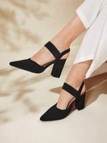 CUCCOO BASICS Women Shoes Minimalist Point Toe Chunky Black Elegant Pumps For Summer Vacation Shoes Summer Back To School Shoes College Student Shoes Party Spring Shoes Spring Break Easter For Christmas Valentine's Day Spring Shoes - Black - View 7