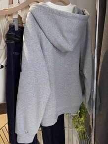 SHEIN 女士休闲连帽半拉链宽松运动衫毕业、返校、毕业、女士教师、返校套头衫秋季