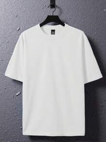 Manfinity LEGND Tricou bărbătesc casual cu mânecă scurtă, cu imprimeu sculptat și litere, decolteu rotund, pentru vară