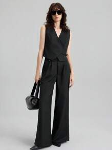 Ontre 2pcs Women's Suit Set Featuring Jacket & Waistcoat With 4% Wool, Adjustable Lapel Design, New 2025 Spring Collection