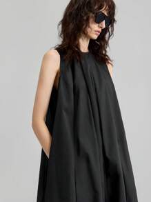 Ontre 2025年新款女士夏装，适合7月4日返校节，复古2000年代乡村风格，纯色无袖口袋连衣裙，适合女教师、派对