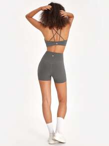 GLOWMODE 4.3" FeatherFit™ Crossover Cutie Cycling Shorts Breathable Cycling Running Gym Workout - Dark Grey - View 8