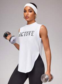 SHEIN Sport Studio Locker sitzende weit geschnittene weiße Damen Sport Racerback Tank Top für Laufen und Training