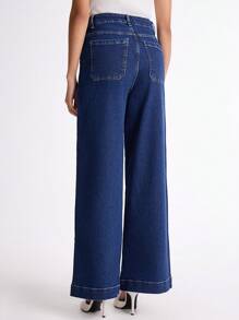 Daynim Quần Jeans Ống Rộng Cạp Cao - Rửa trung bình - Xem 3