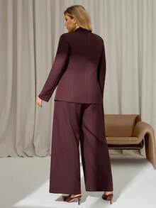 Auralis Set elegante de 2 piezas con blazer de doble botonadura y pantalón en talla grande