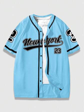 Prep Camicia casual monopetto da uomo, con stampa del logo sulla manica corta