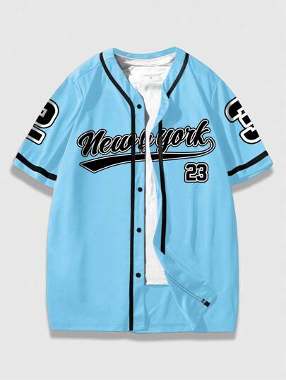 Prep Camicia casual monopetto da uomo, con stampa del logo sulla manica corta