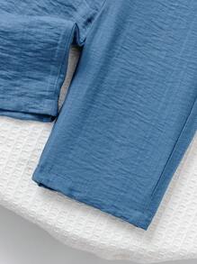 SHEIN Playful Pals Mono de verano informal para bebé niña con diseño de mariposa y tirantes de unicolor - Azul - Ver 7