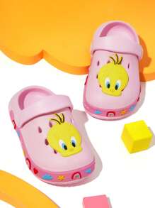 LOONEY TUNES X SHEIN Pink Cartoon Baby Hole Shoes Girl Slippers, EVA Material Is Light, Toe Protection, Wet Water, Suitable For Home Or Out Use - Pink - View 5