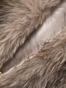 FRIFUL Chaqueta con capucha de piel sintética para mujer para otoño/invierno