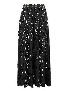 Swim Oasis 新款夏季女士黑色激光镂空露背性感连体泳衣裙套装，时尚泳池装 - 黑色 - 查看 4