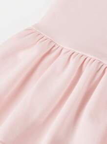 SHEIN Girlism Tween Girls Knitted Solid Color Cute Ruffle Layered Built-In Shorts Mini Skirt, Y2K Fashion, Back To School - Baby Pink - View 4