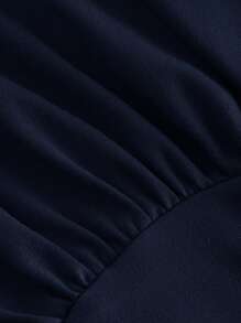 SHEIN MOD Women's Sleeveless Fashionable Fitted Charming Stand Collar Butterfly Ruched Tie-Up Apricot Blouse,Fall Tops,Work Women Tops,Club Tops,Professional Tops,Fall Clothes - Navy Blue - View 3