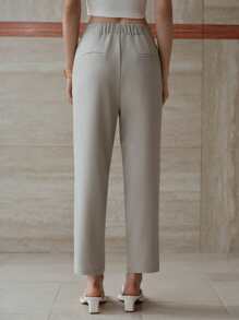 MOTF PREMIUM WOMEN'S AUTUMN PANTS - HIGH-END SLIM FIT CROPPED PANTS - Light Grey - View 5