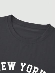 Manfinity Homme Men's Simple Printed Crew Neck Short Sleeve T-Shirt - Dark Grey - View 5