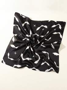 ROMWE Grunge Punk 4pcs Set: Black Bat Print Headband + Hair Clips + Scarf Accessories Collection, Y2K Street Aesthetic Suitable For Daily Life, Street Parties And More For Women, Halloween