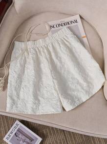 Regalyn Plus Size New Elegant Jacquard Solid Color Casual Summer Versatile Shorts