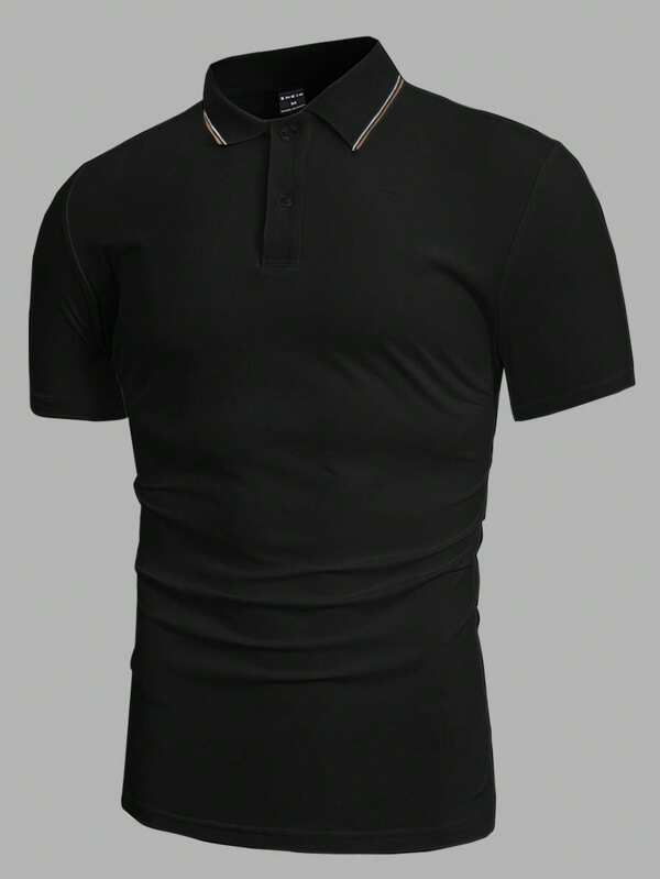 HIMLAND Hombres Camisa polo ribete en contraste