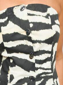 AiiRZ Top corset sin tirantes de longitud de cintura con detalle de botones delanteros para uso en fiestas nocturnas y clubes de mujeres - Multicolor - Ver 4