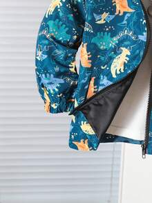 Nuevo abrigo casual con capucha y estampado de dinosaurios, súper lindo, para niño joven de moda
