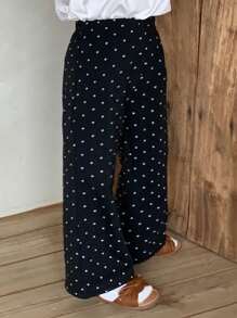 DAZY Young Girl' Polka Dot Flare Pants, Korean Style Fresh Long Trousers,Girls Summer Outfits