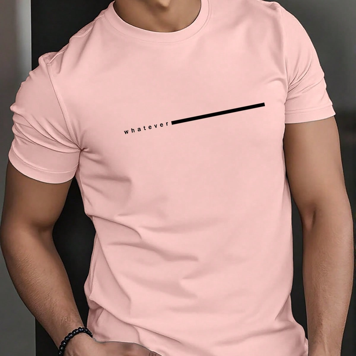 Camiseta de manga corta con cuello redondo y estampado de letras casual para hombres, estilo de los 2000
