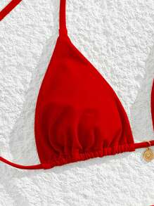 Swim Mod Bộ đồ bơi 2 mảnh lưng cao gợi cảm hở lưng dây buộc cho nữ mùa hè - Đỏ - Xem 4