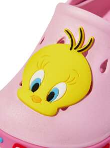 LOONEY TUNES X SHEIN Pink Cartoon Baby Hole Shoes Girl Slippers, EVA Material Is Light, Toe Protection, Wet Water, Suitable For Home Or Out Use - Pink - View 2