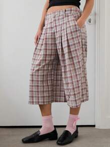 COUREZ 阔腿格纹短裤 / Y2K 街头风夏季女装下装度假短裤复古