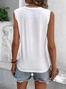 EMERY ROSE Casual Heart Pattern V-Neck Regular Women Tank Top Suitable For Summer Back To School