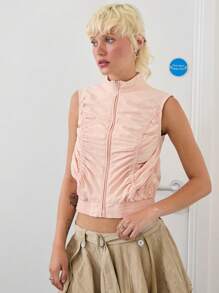 COUREZ Tech Gilet With Ruching /Y2K StreetWear Summer Outfits For Women Summer Tops Vintage