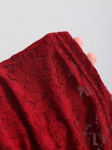 Sweetra 女士新款蕾丝面料吊带背心，后系带设计，收腰设计，适合通勤、日常穿着、旅行、度假、春夏季 - 酒紅色 - 查看 3