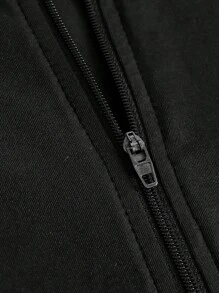 SHEIN Girlism 青少年女孩休闲弹力半拉链 V 领紧身长袖 T 恤，秋冬基本款外套、夹克