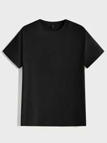 AKNOTIC paquete de 3 camisetas de manga corta con cuello redondo de unicolor casuales para hombre, de verano - Negro - Ver 5