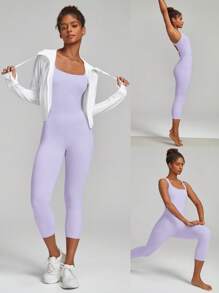 GLOWMODE 17" FeatherFit™ Go Figure Tummy Control Criss-Cross Jumpsuit Low Impact Yoga Studio Summer