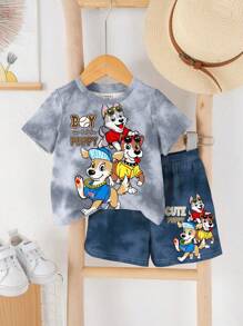 SHEIN 2pcs Baby Boy Casual Minimalist Round Neck Short Sleeve T-Shirt And Shorts Set, Suitable For Summer - Multicolor - View 2