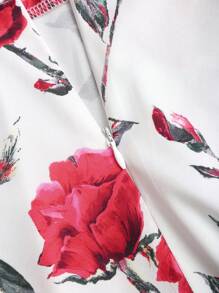 SHEIN Unity Vintage Elegant Rose Print Flared Dress, Waisted Silhouette, Fashion Formal Gown For Women, Spring - Multicolor - View 4