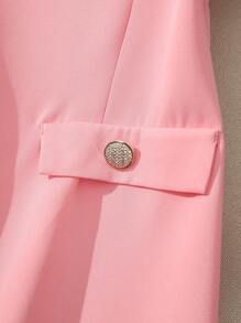Franclia Sleeveless Waist-Cinched Office Commuting Style Pink Dress For Women - Pink - View 5