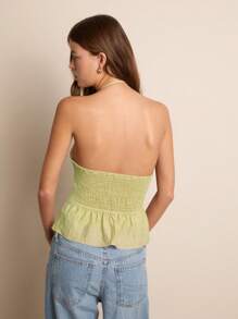 Nöista Top ajustado de cuello halter con detalle de lazo en el cuello - Eleva tu look de verano con esta pieza destacada para tu día