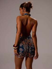 MUSERA Sexy Halterneck Wrap Mini Dress Sexy Going Out Party Summer Vacation Ibiza Outfit, Holiday, Club Outfit Night Out